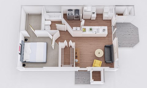 Floor plan for 1 bed, 1 bath, 631 sqft